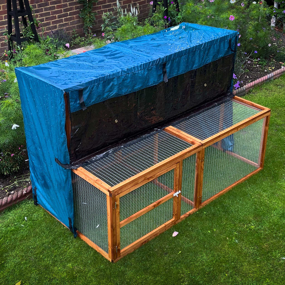 Home & Roost, Where Comfort Meets Compassion for Pets and Wildlife 3 4ft Guinea Pig hutch rain cover and under run attched